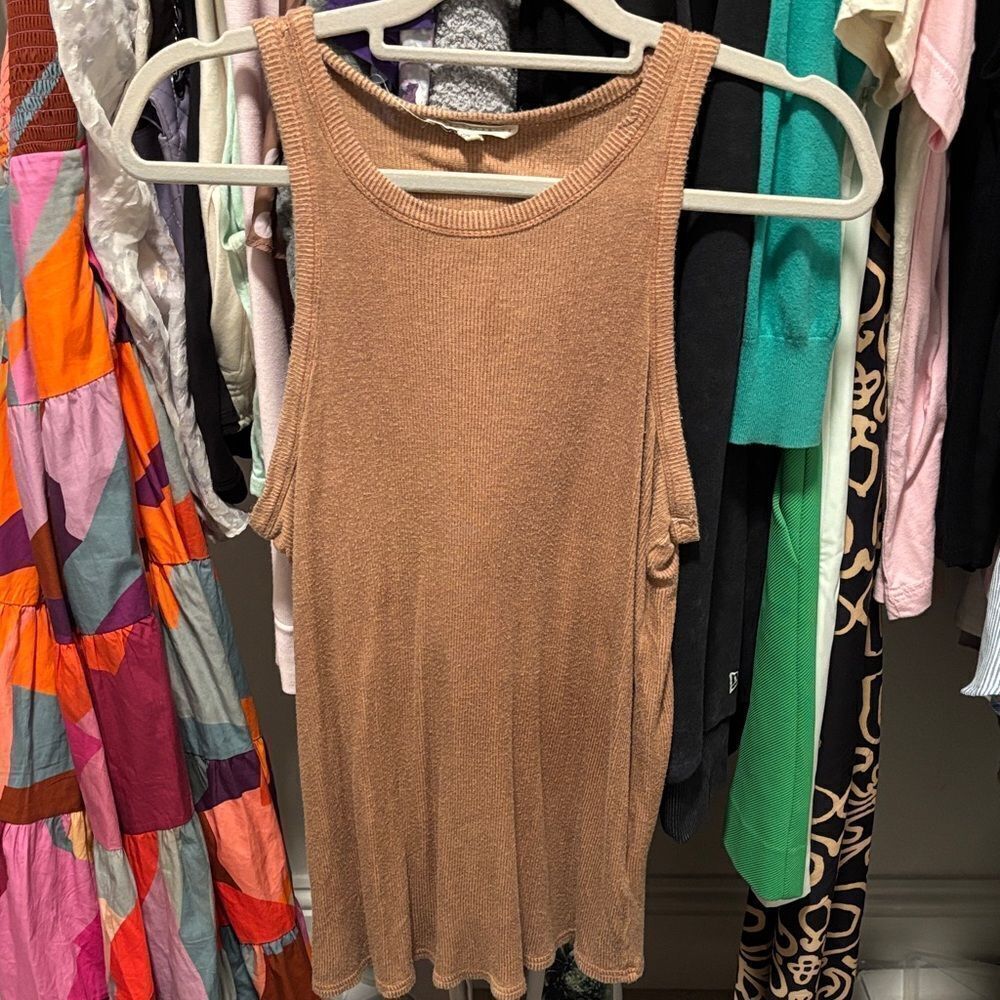 Jane Delancey size Small Tan Sleeveless ribbed Women's tank Top
